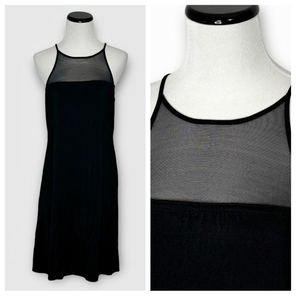 Hugo Buscati Vintage Black Mesh Neckline Mini Dress L